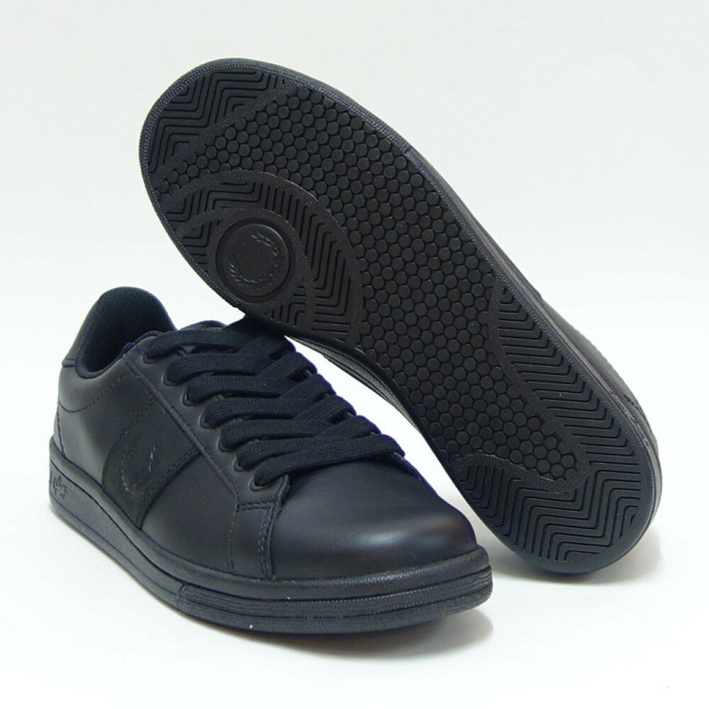 FREDPERRYフレッドペリーB6301102（ユニセックス）B721LEATHERカラー：Black天然皮革のローカットスニーカー「靴」