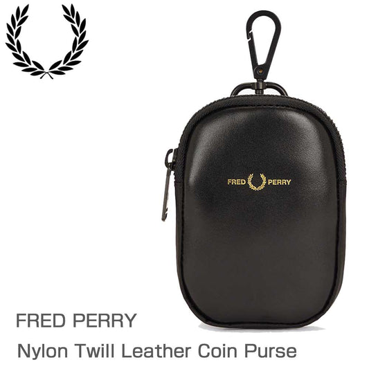 FREDPERRYフレッドペリーNylonTwillLeatherCoinPurseL7263774（BLACK/GOLD）天然皮革レザー財布小銭入れ