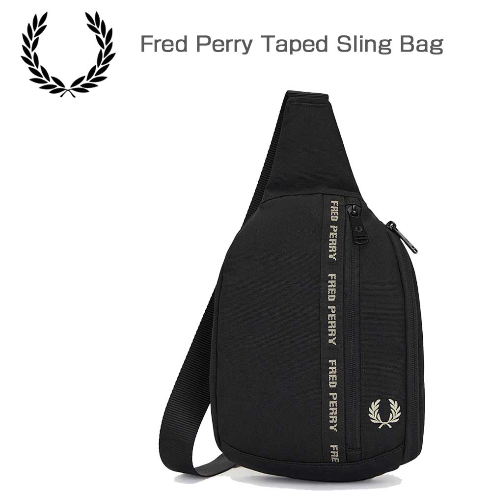 FREDPERRYフレッドペリーFredPerryTapedSlingBagL7294v67（BLACK/WARMGREY）スリングボディバックメッセンジャーバッグ