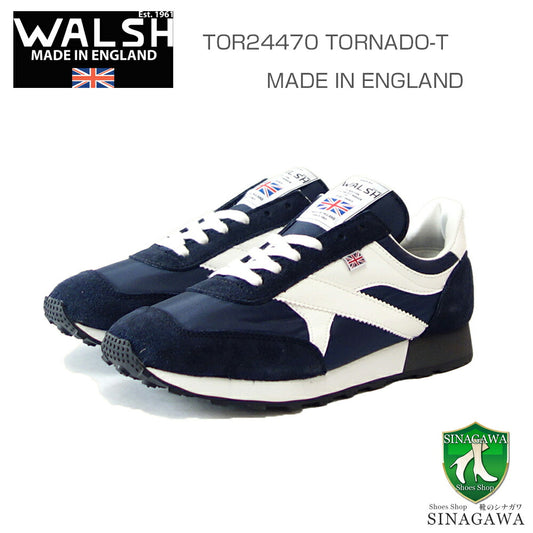WALSHウォルシュTOR24470（ユニセックス）TORNADO-Tカラー：ネイビー／ホワイト（英国製）スエード＆ポリエステルのランニングスニーカー「靴」