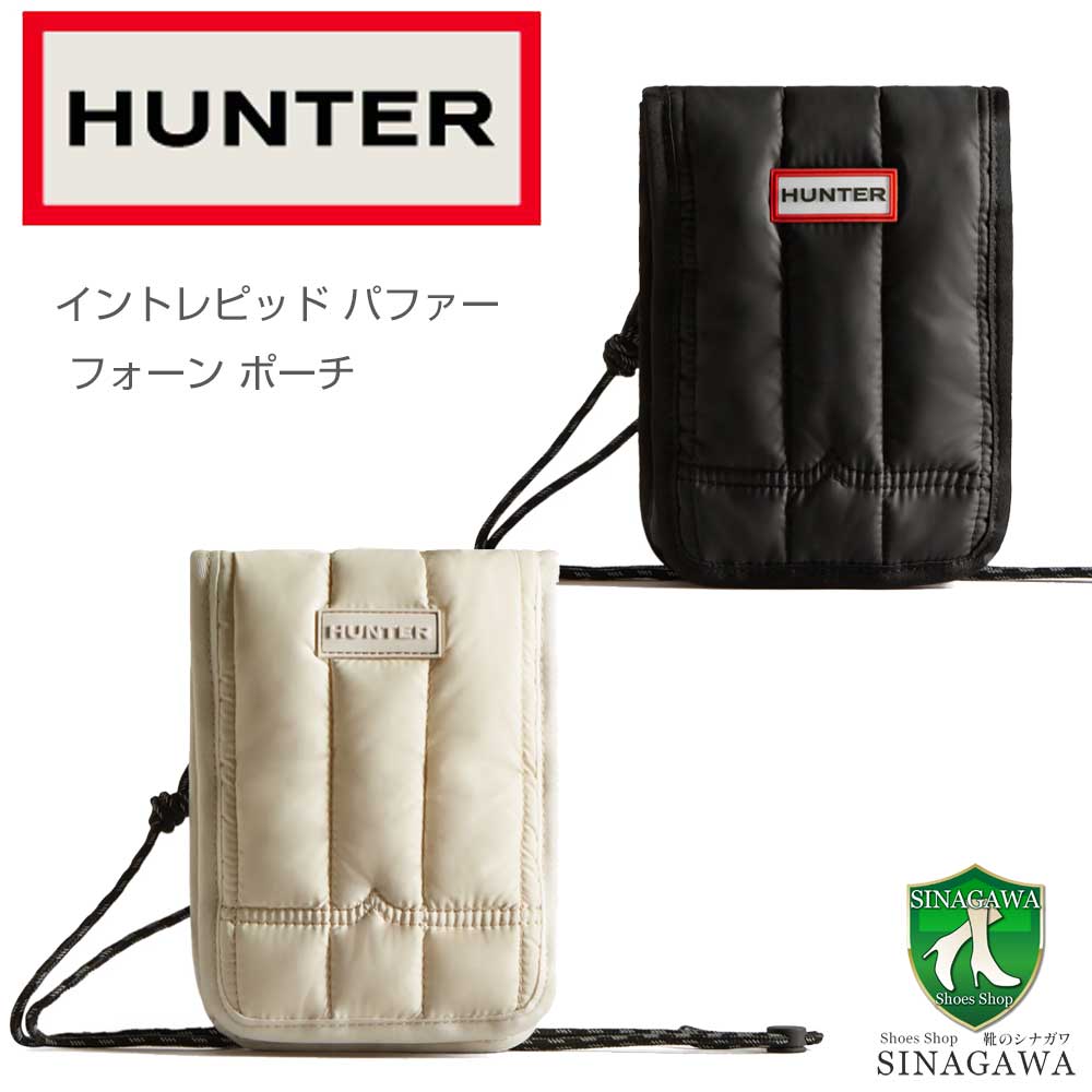 ハンターHUNTERUBP1164KBMイントレピッドパファーフォーンポーチ（カラー：ホワイト・ブラック）メッセンジャーショルダーバッグサコッシュバッグ
