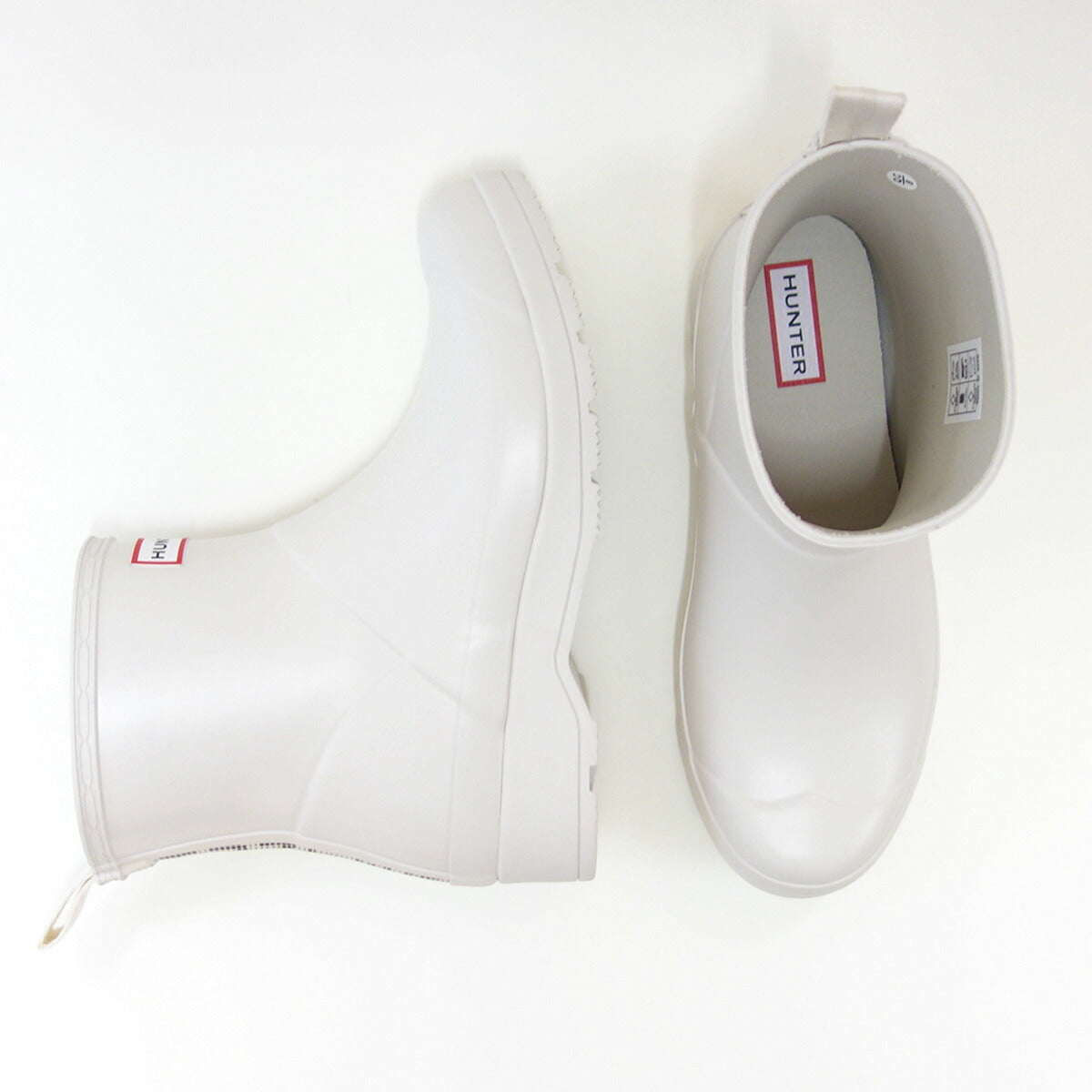 ハンターHUNTERUFS4006RMA（レディース）プレイショートハンタードットプリントバックストラップブーツ：ホワイト防水ブーツラバーソールレイン長靴「靴」