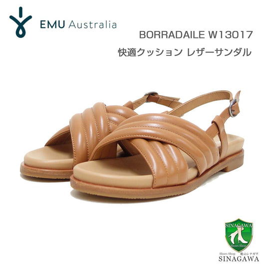 エミューEMUW13017Borradaileレザーフラットサンダル（レディース）カラー：ライトブラウンレザーサンダルフラットシューズリゾート「靴」